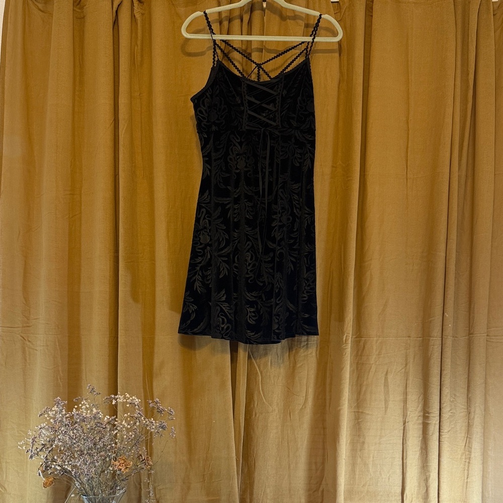 Velvety Lace Up Dress